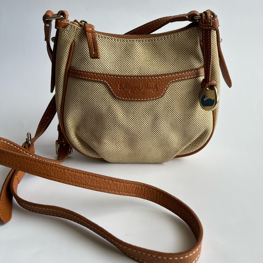 Dooney & Bourke (Vintage) Cotton & Leather Trim Mini Margot Crossbody